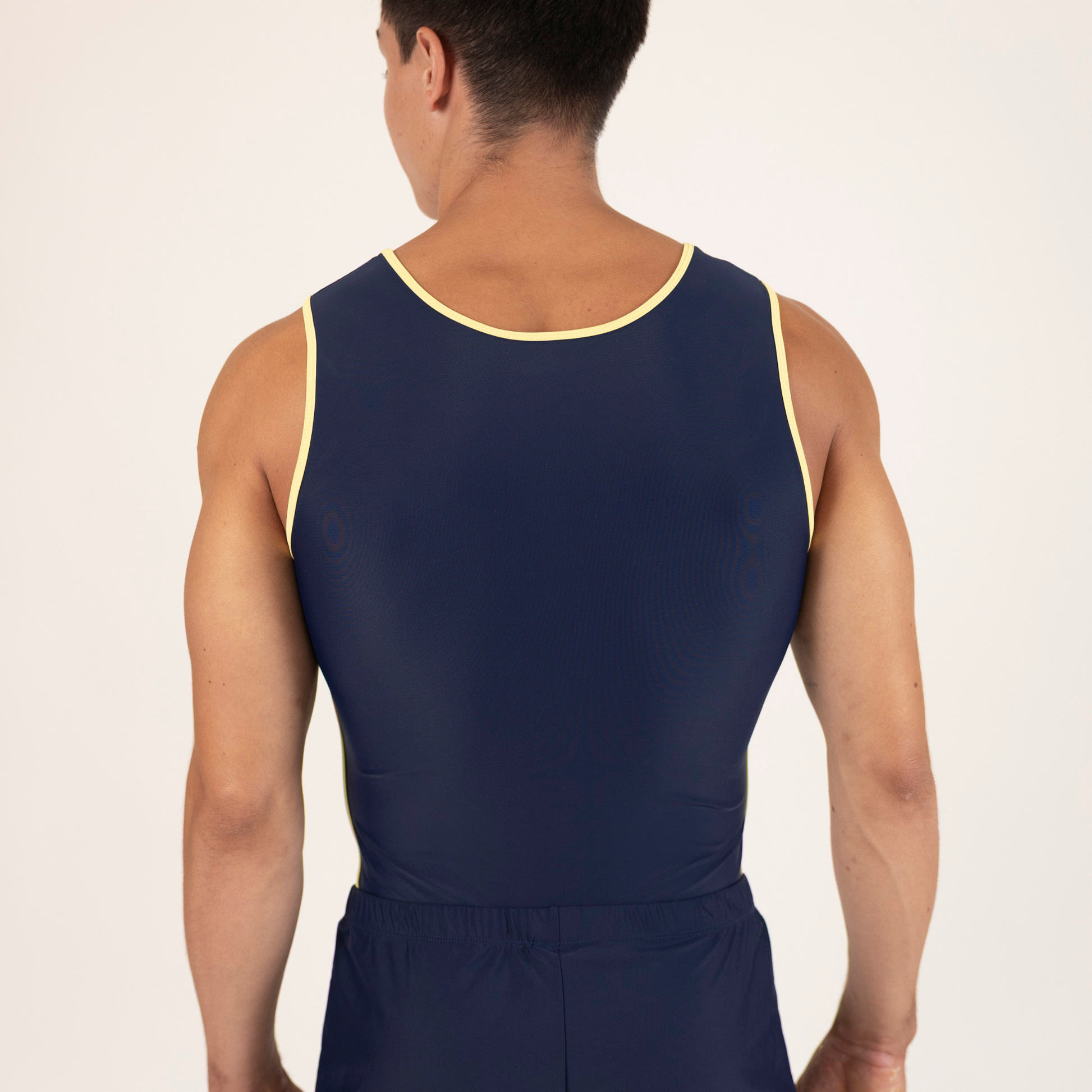 Dark Blue and Butter Yellow Boy Leotard | Gymnastics Practice