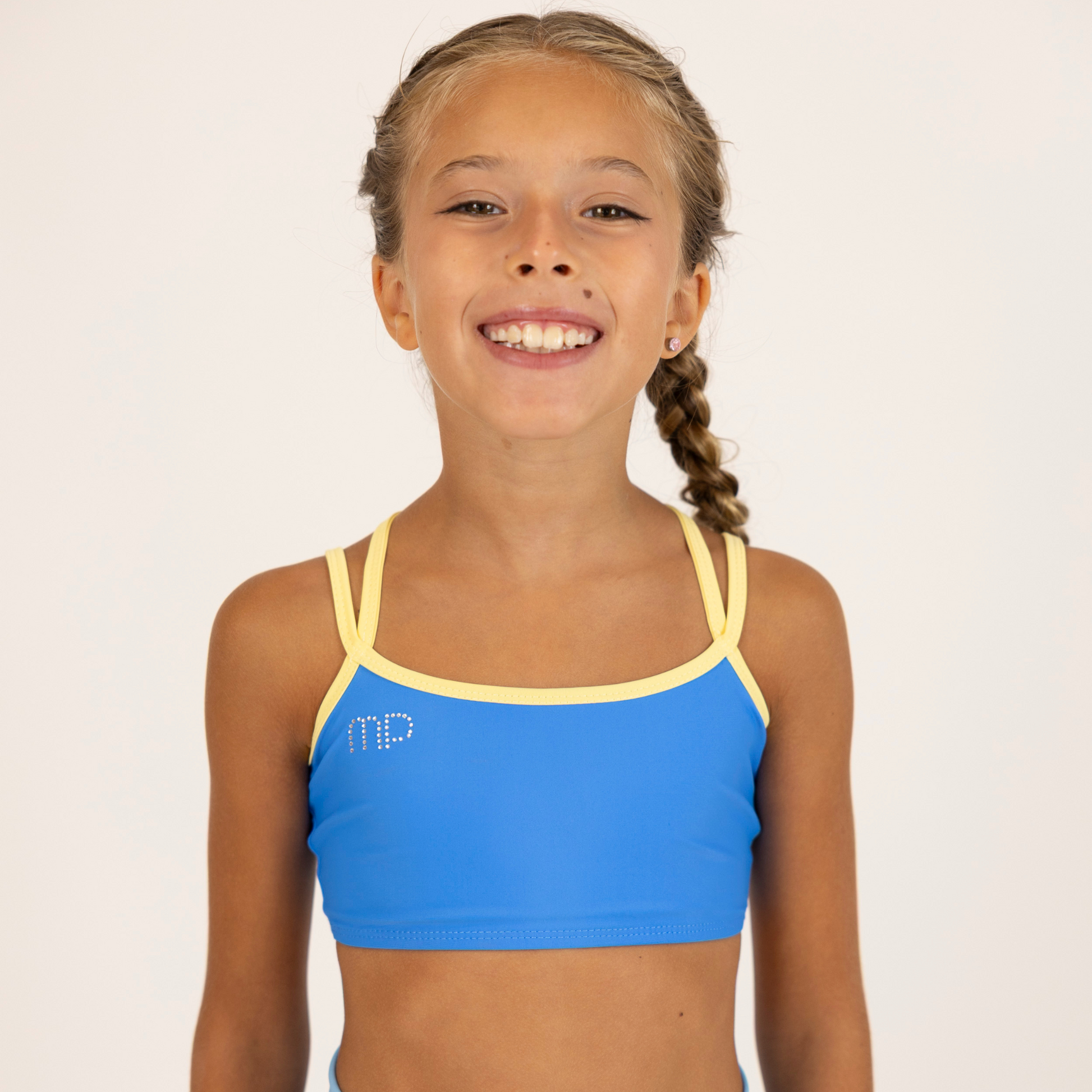 Top Curto Azul Wavy de Alças Duplas | Vibrante e Cool