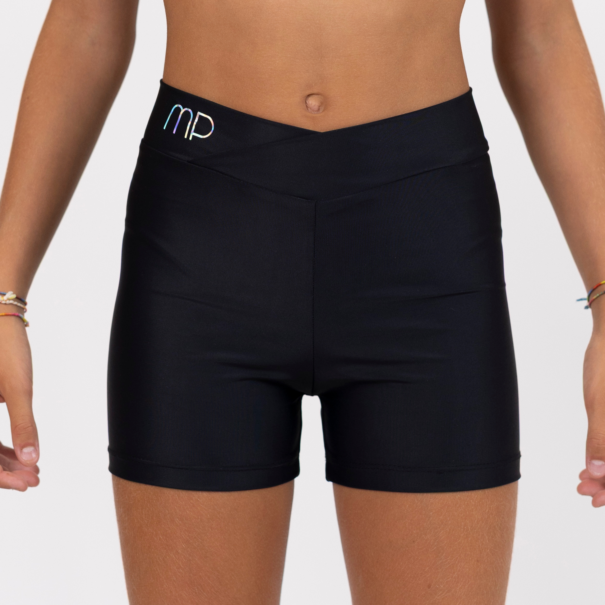 Black Cross-Waist Shorts | Active Practice