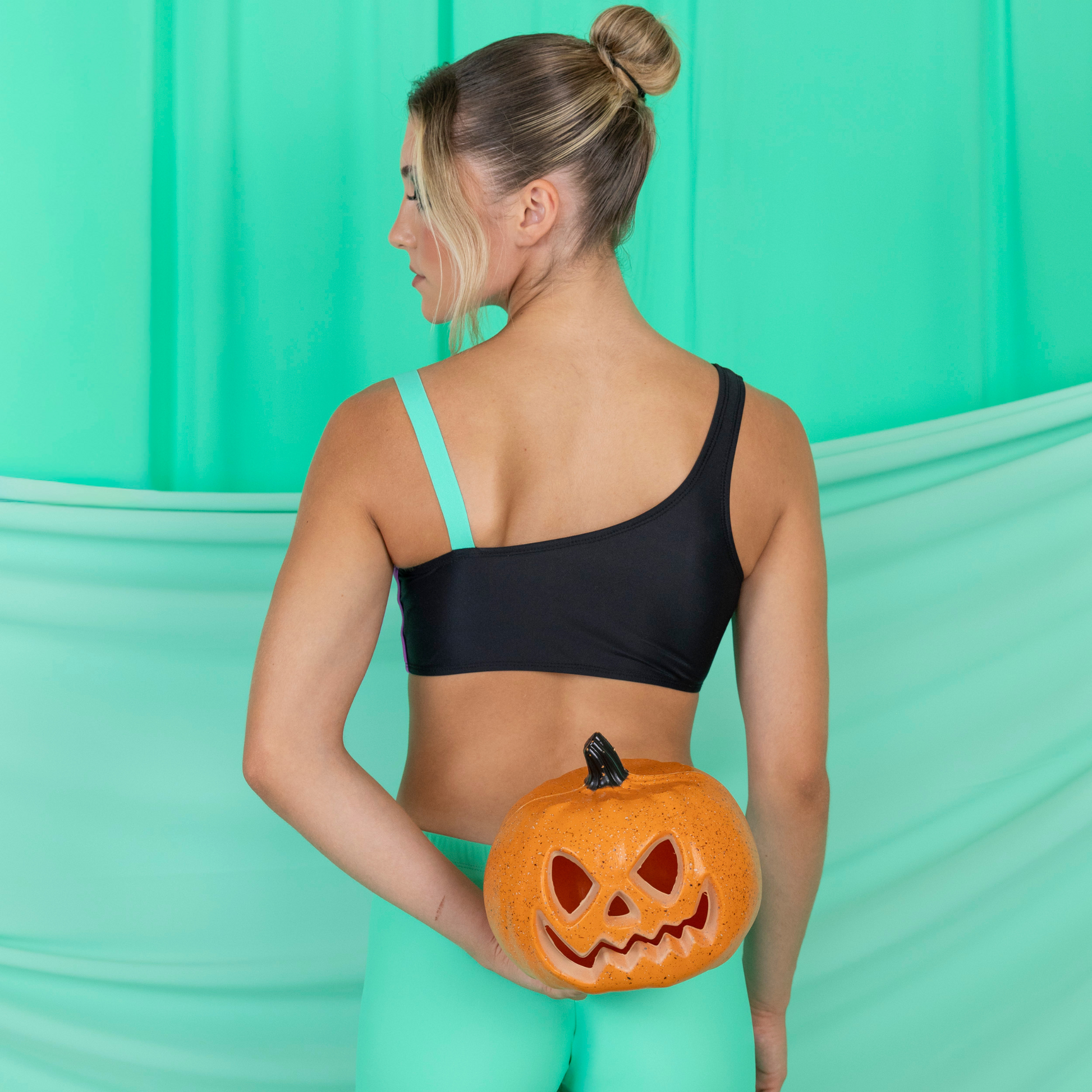 Black One Shoulder Crop Top | Halloween Edition