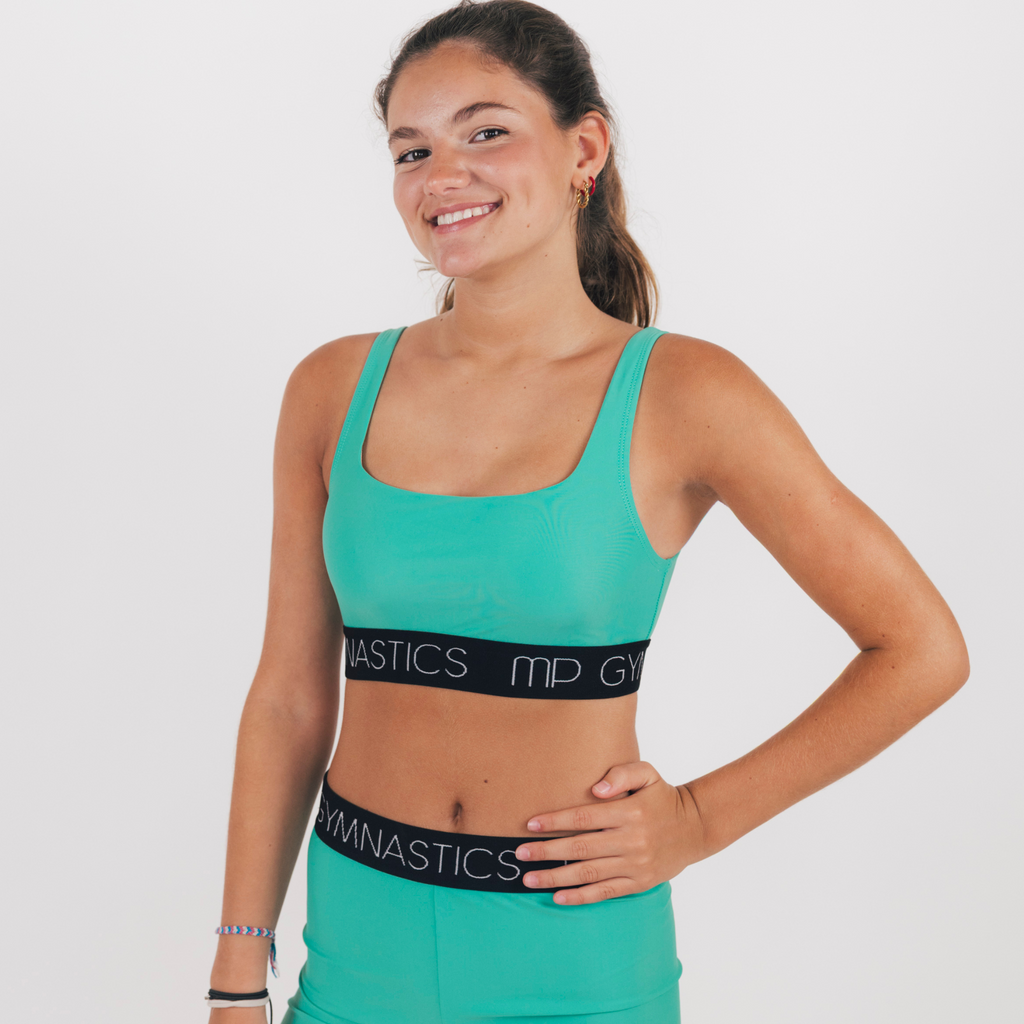 Bluish Mint practice Crop Top for gymnastics