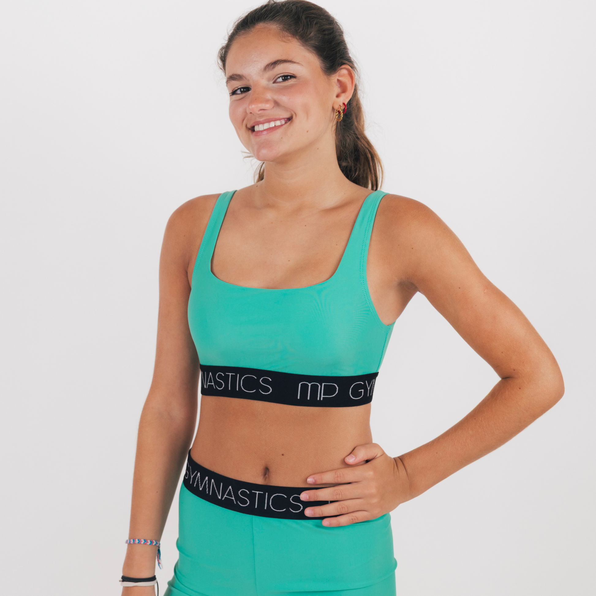 Bluish Mint practice Crop Top for gymnastics