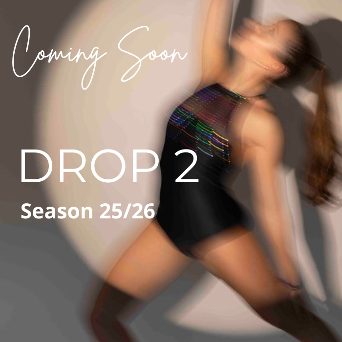Blurred image of a dancer with 'Coming Soon' text and 'DROP 2 Season 25/26' on a gray background