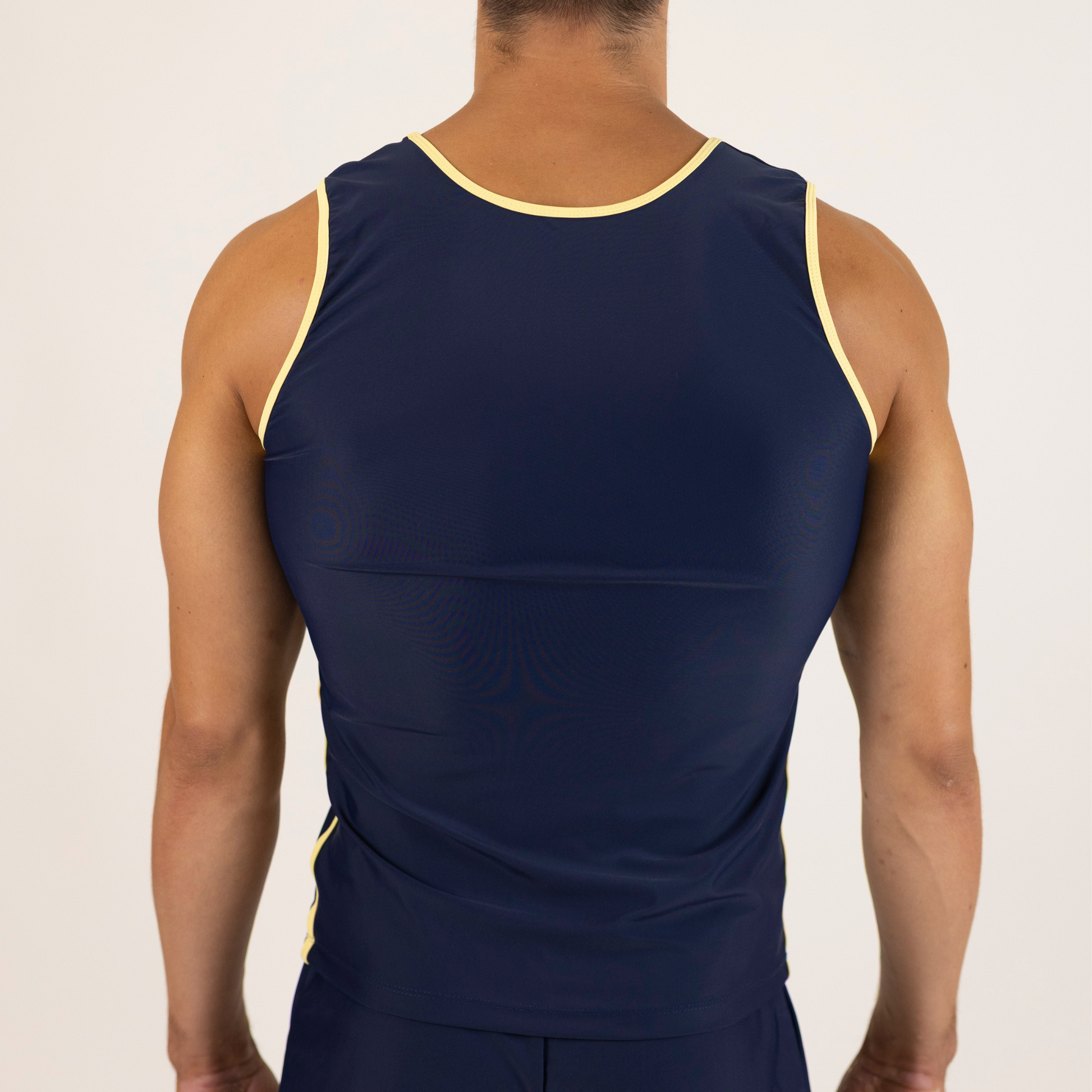 Dark Blue and Butter Yellow Boy Tank Top | Gymnastics Practice