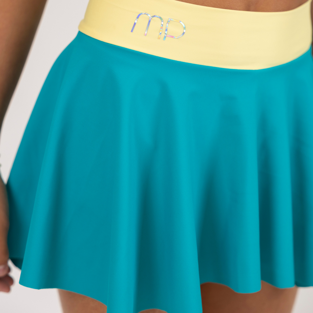 Emerald Green and Yellow Skort for Rollerskating | Effortless Rhythm