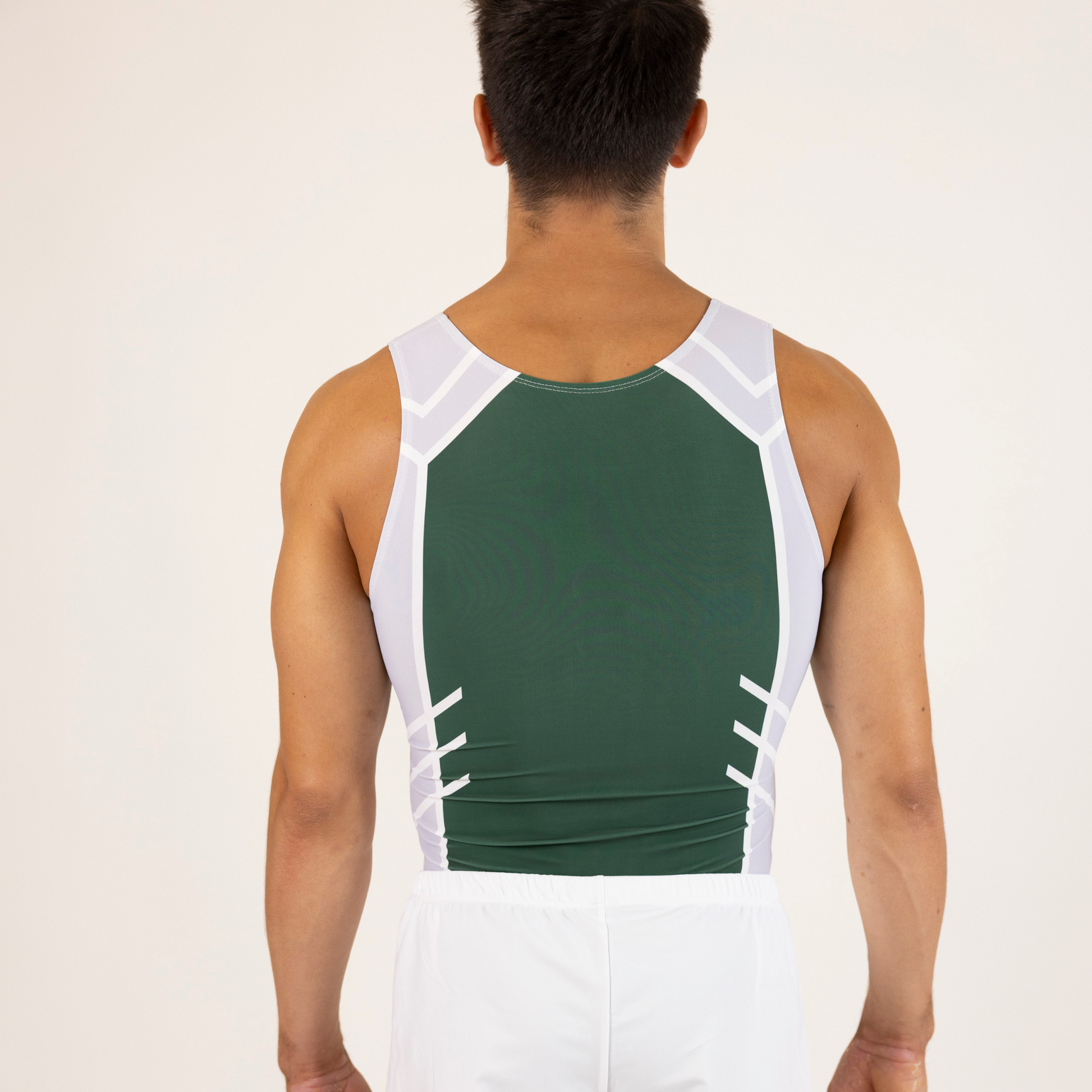 Green and Grey Arrow Pattern Boy Leotard | Gymnastics Practice