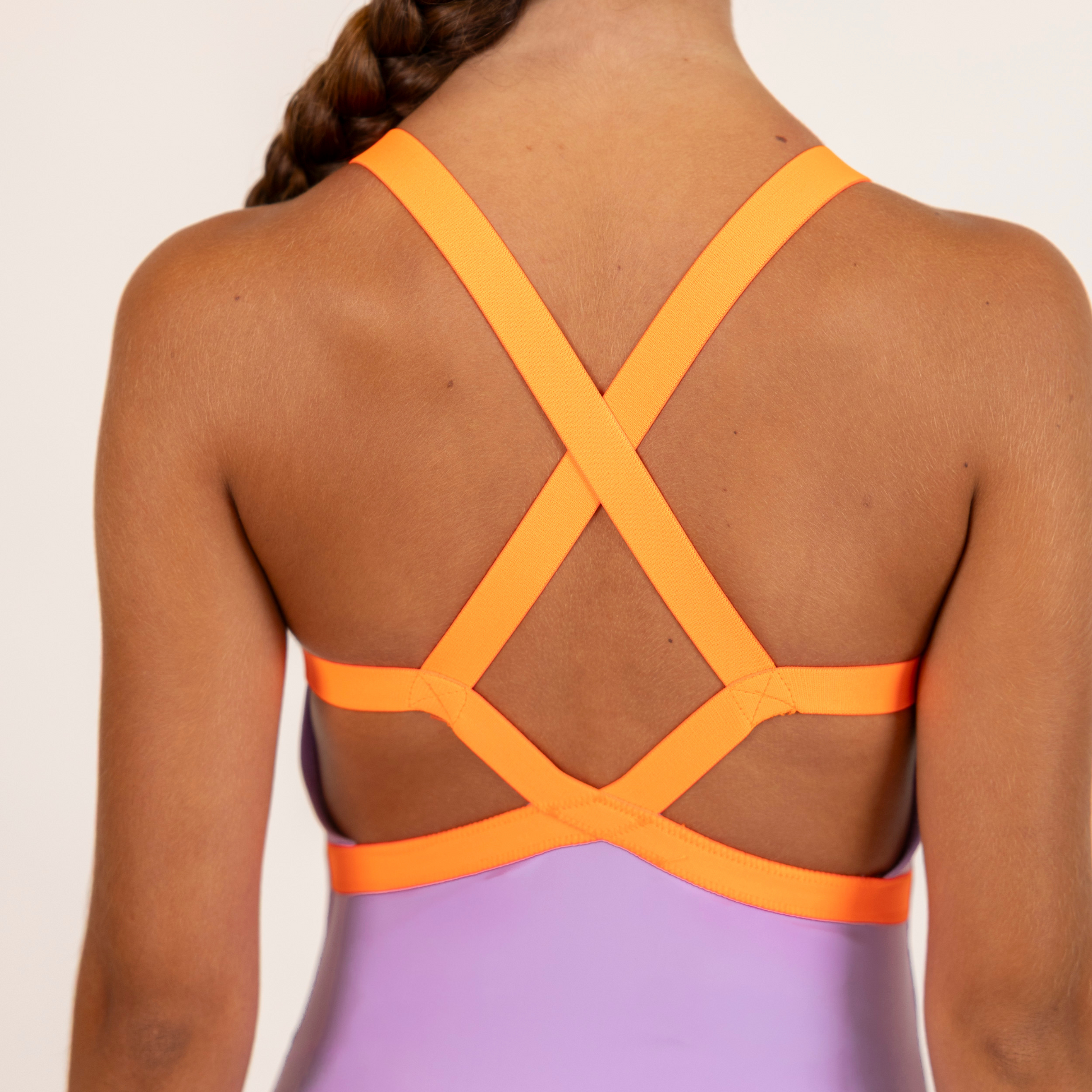 Lavender and Orange Cross-Back Leotard| Creative Gymnastics Design