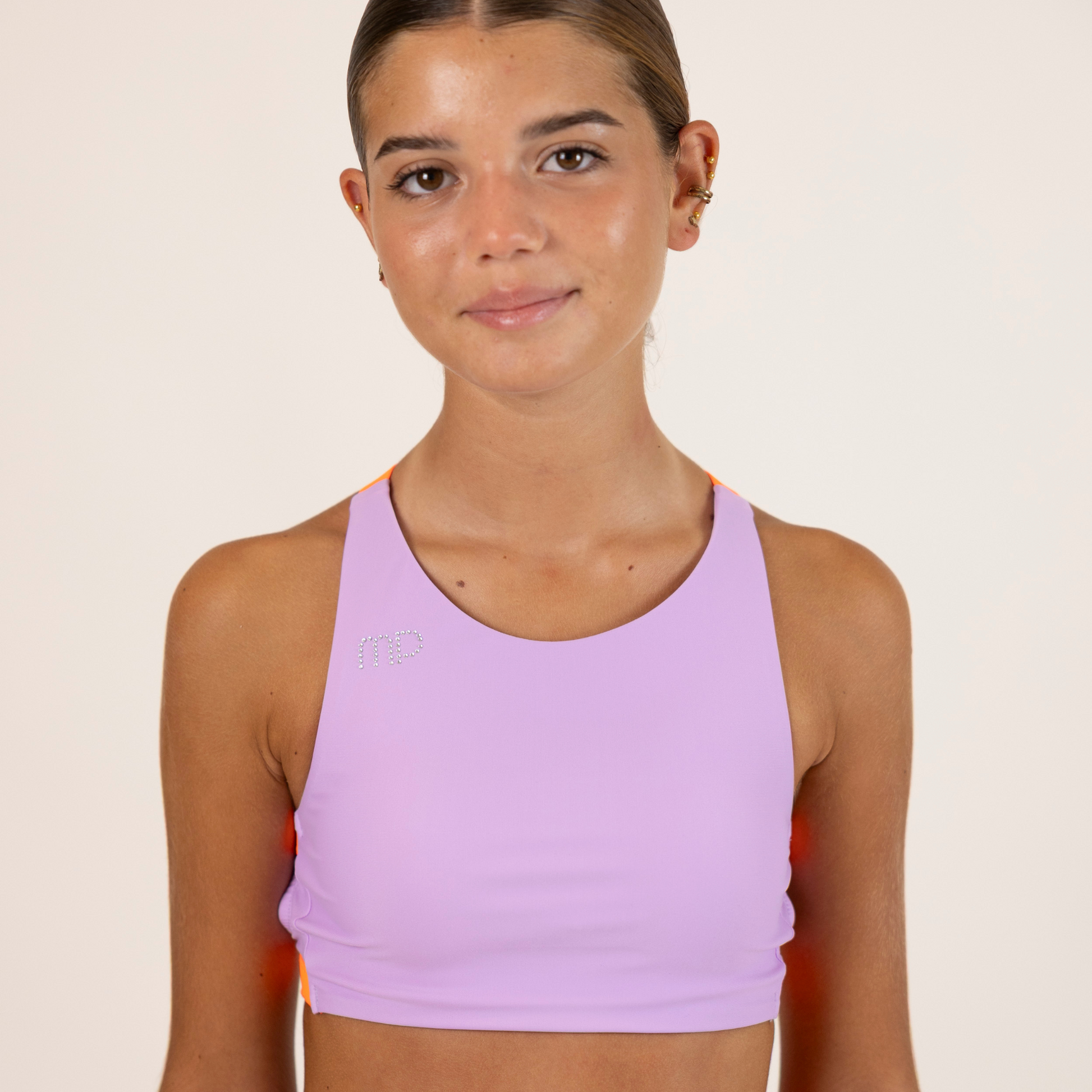 Lavender and Orange Cross-Back Top| Confident Practice