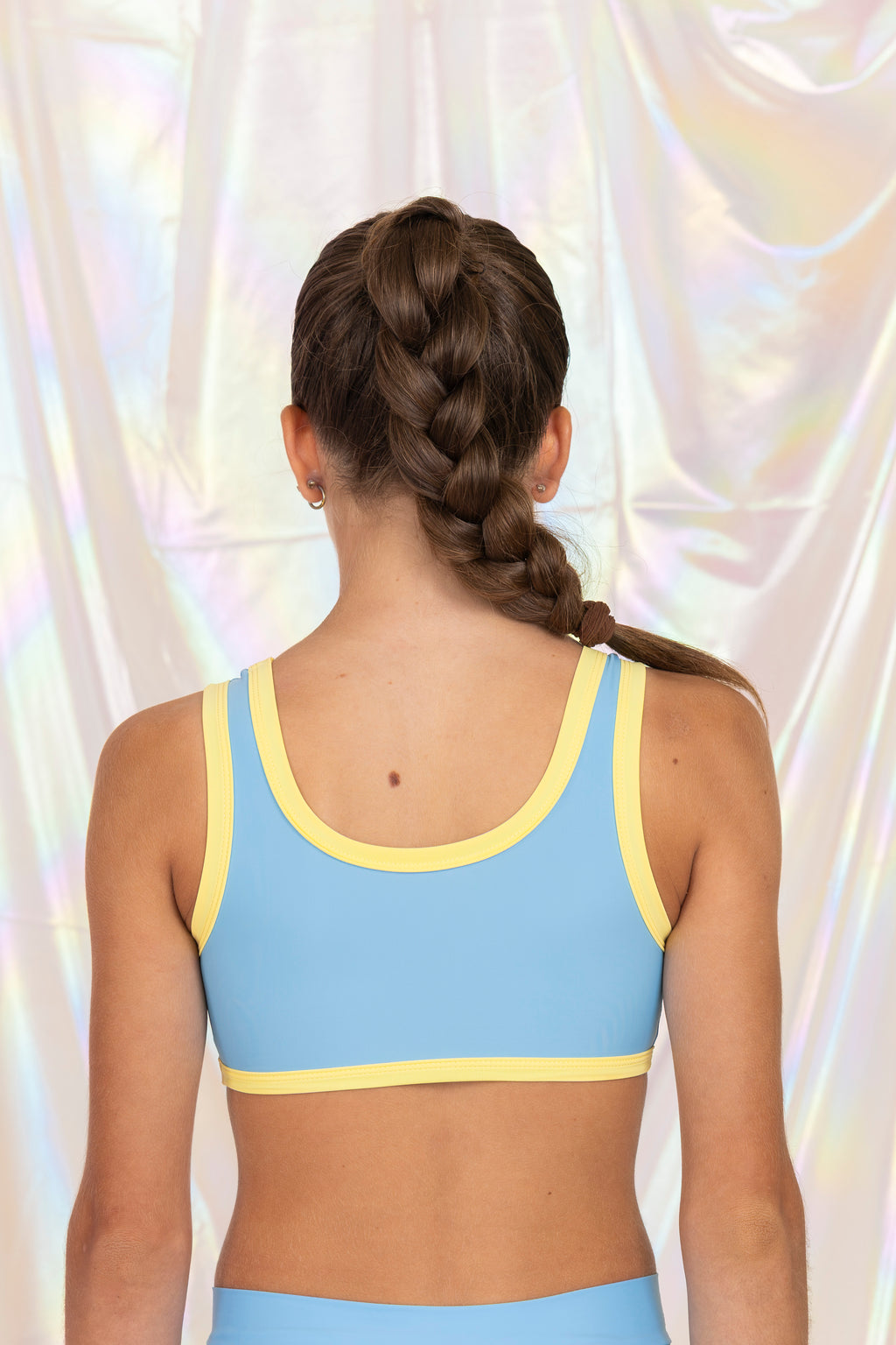 Baby Blue and Yellow Trim Top
