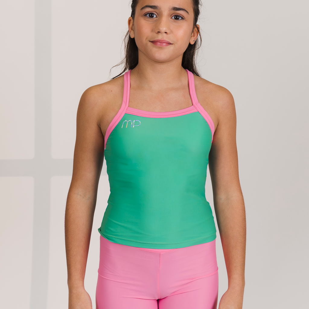 Minty Green X- Back Long Top | Practice Without Limits