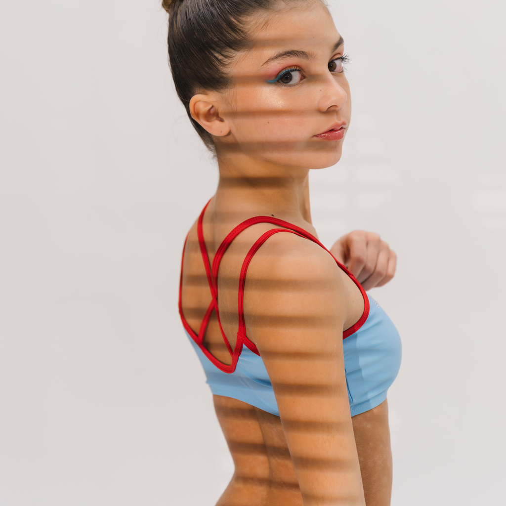 Pastel Blue Double Straps Crop Top | Flow with Confidence