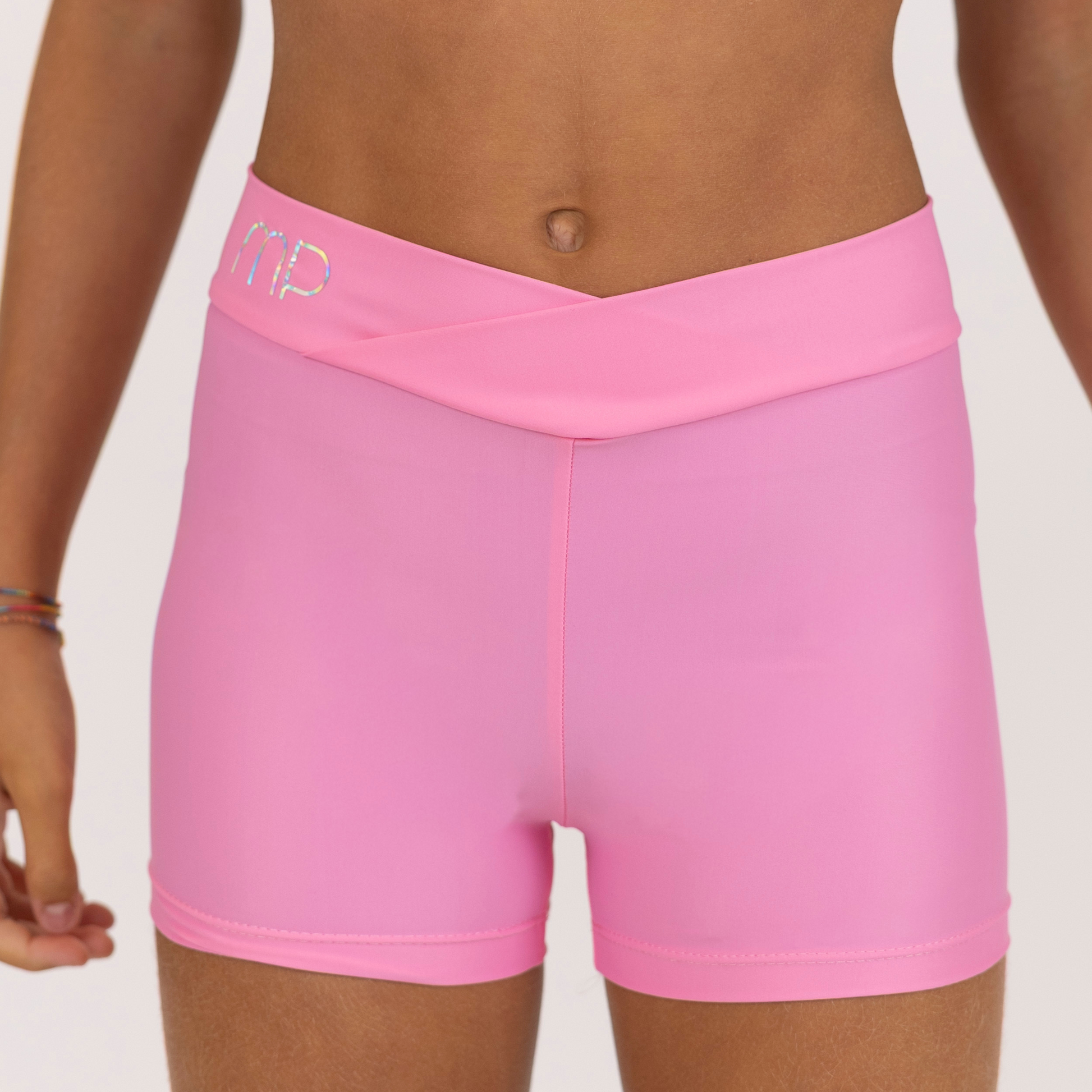 Pink Cross-Waist Shorts | Active Practice
