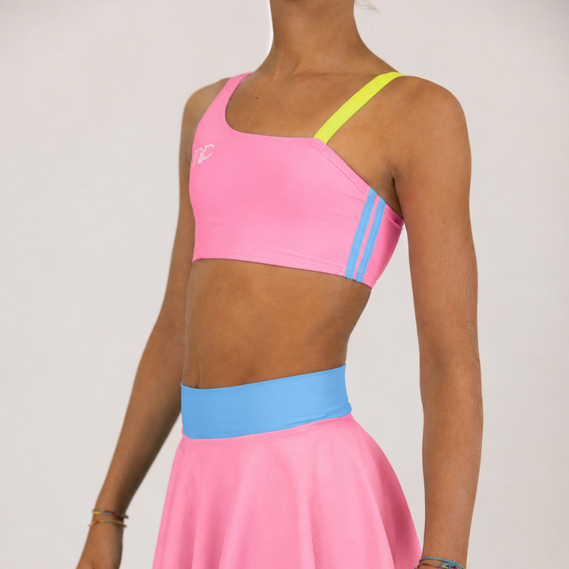 Top Curto de Um Ombro Rosa | O Favorito para Patinar
