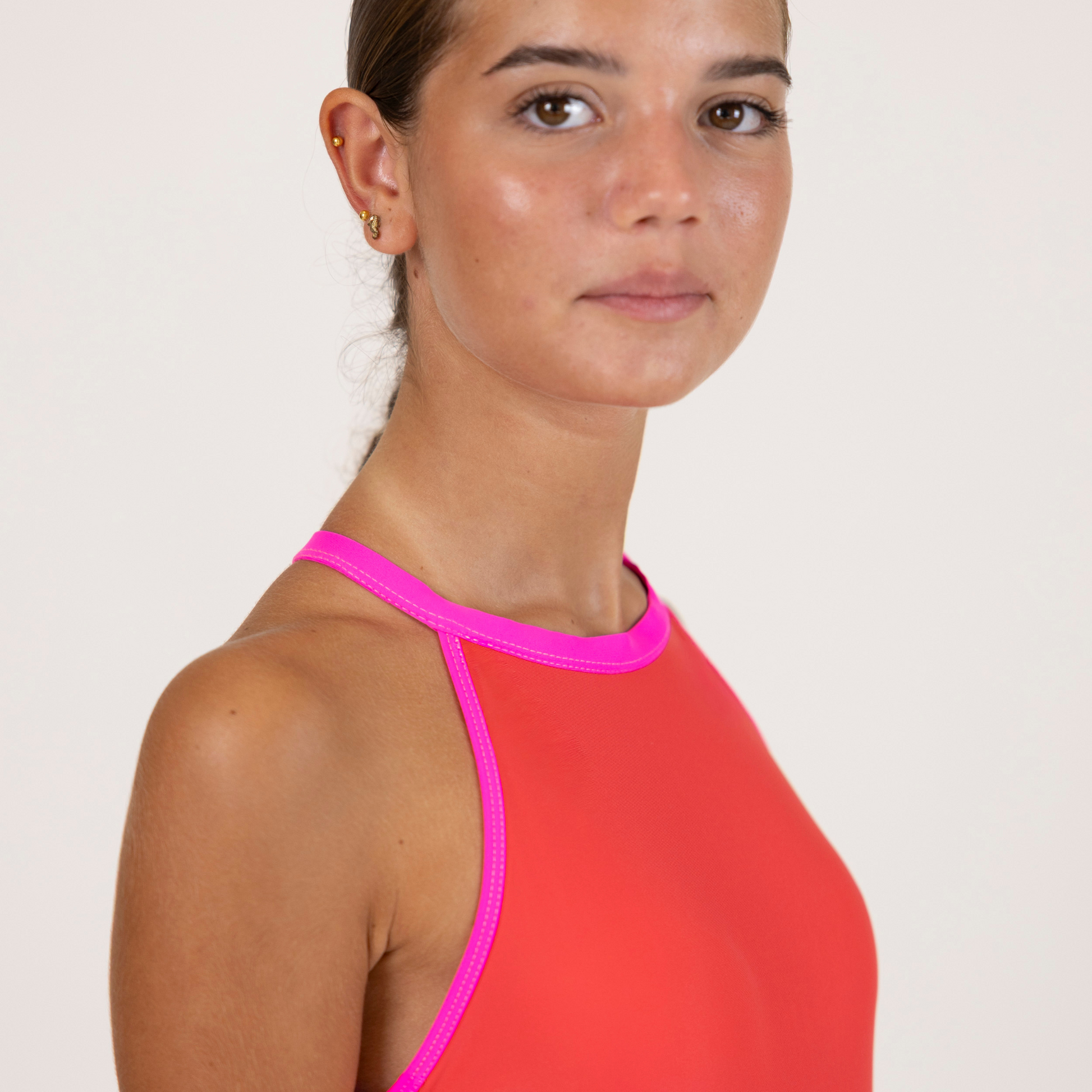 Red High Neck Leotard | Gymnastics Practice with Glamour Fit
