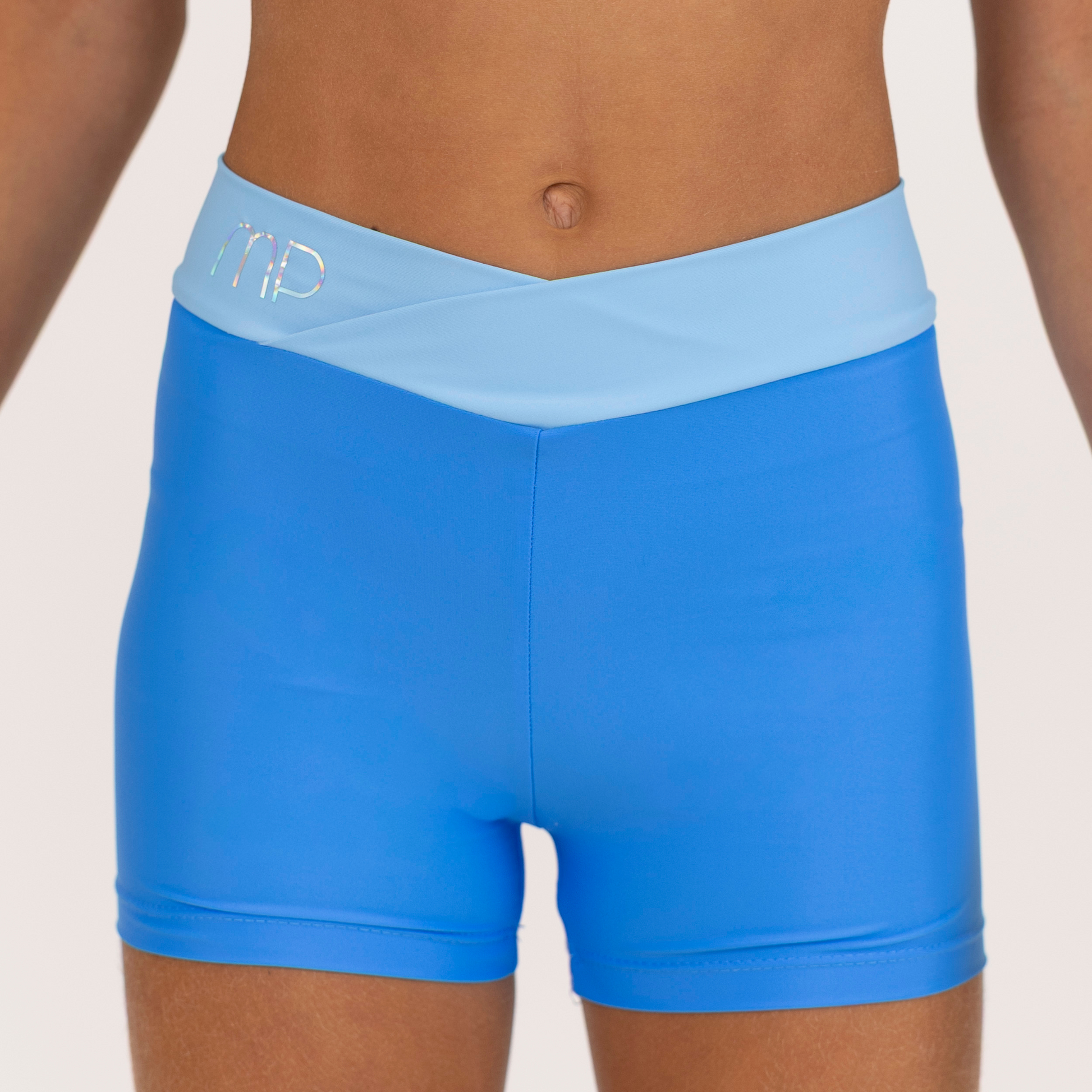 Wavy Blue Cross-Waist Shorts | Active Practice