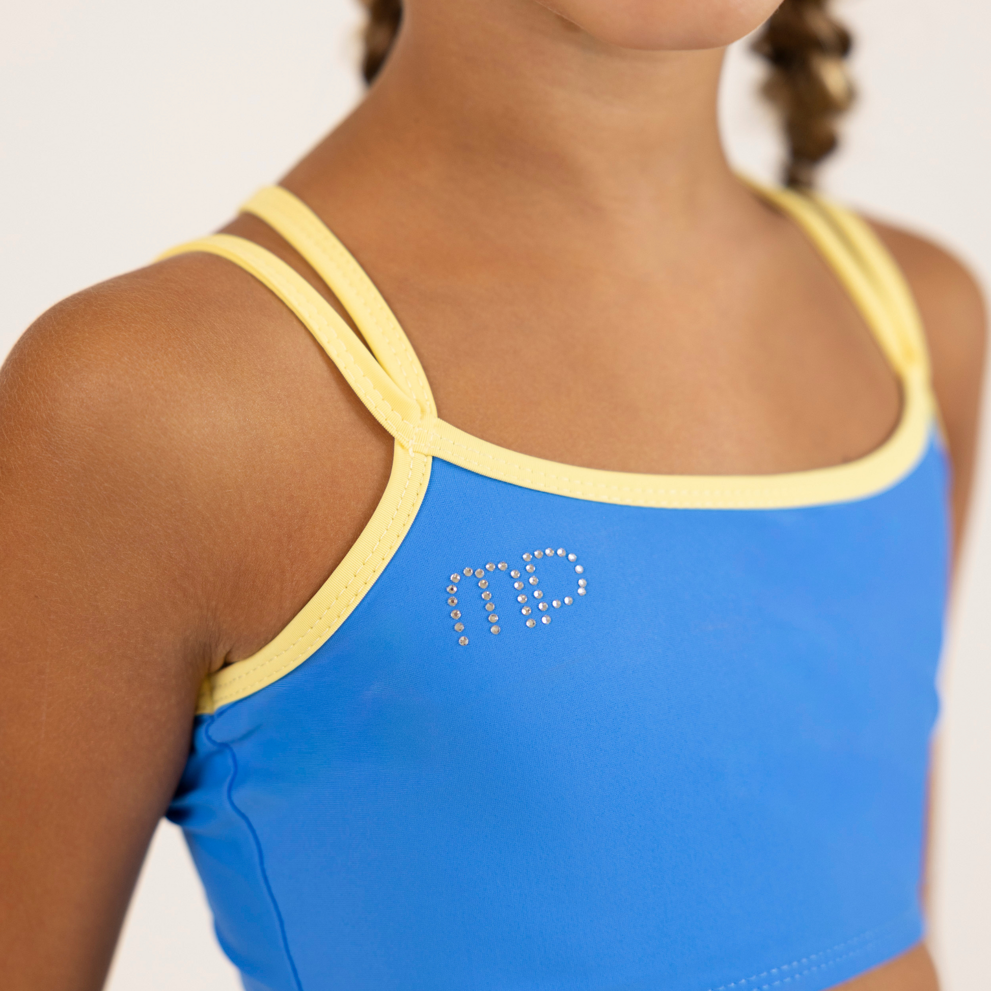 Wavy Blue Double Straps Crop Top| Vibrant and Cool