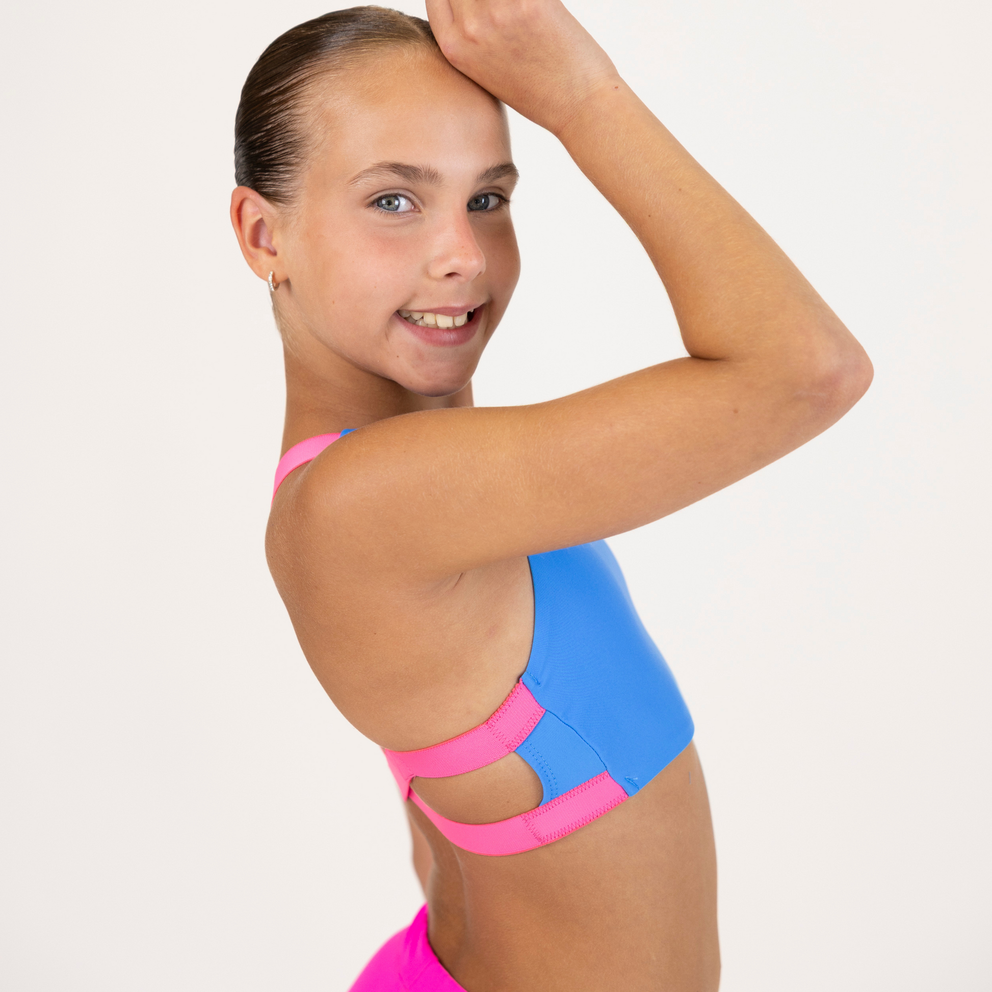 Wavy Blue and Pink Cross-Back Top| Active Practice