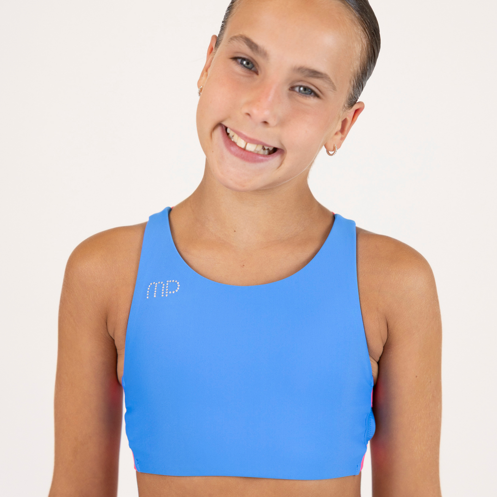 Wavy Blue and Pink Cross-Back Top| Active Practice