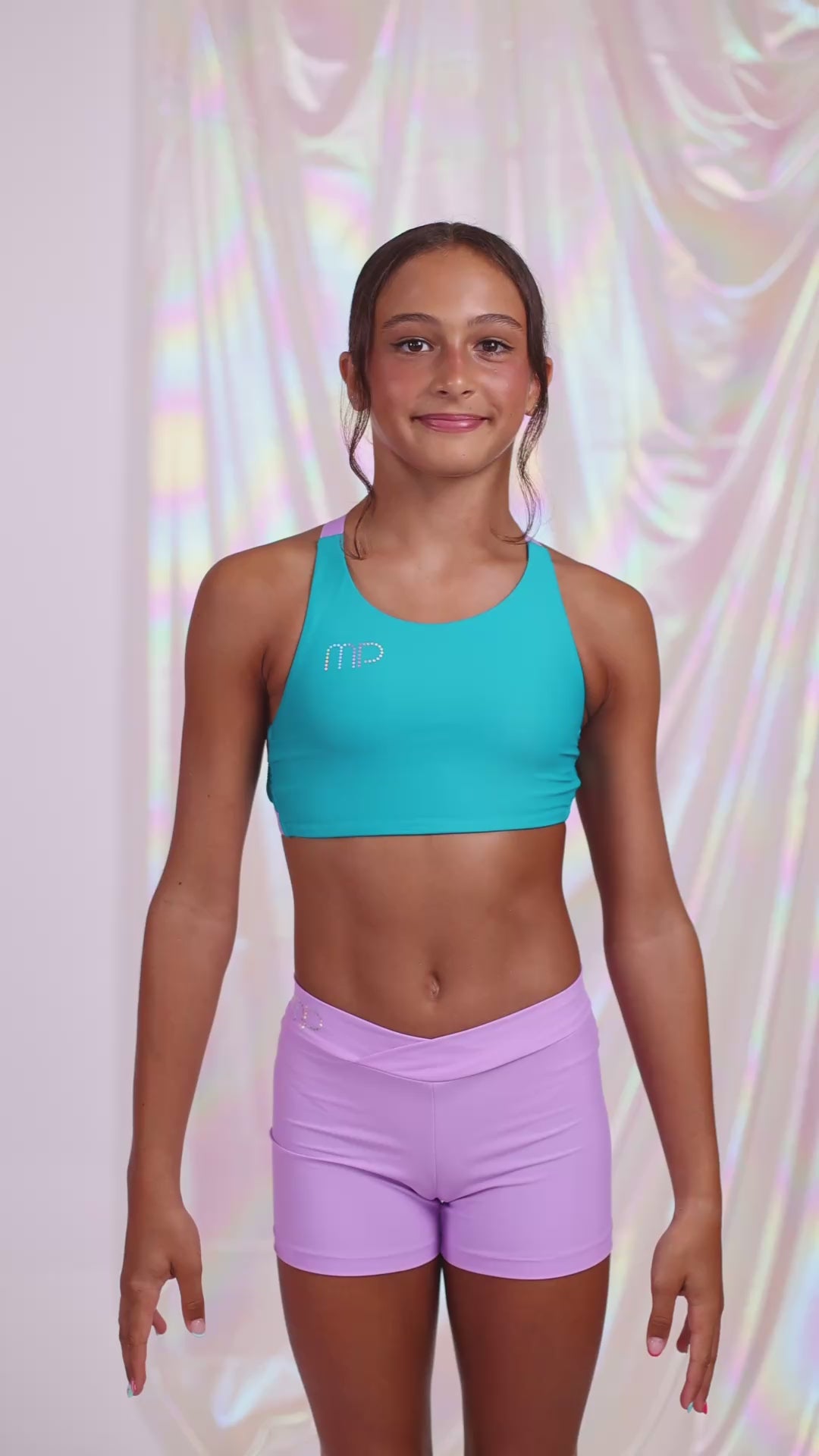 Emerald and Lavender Cross Back Top
