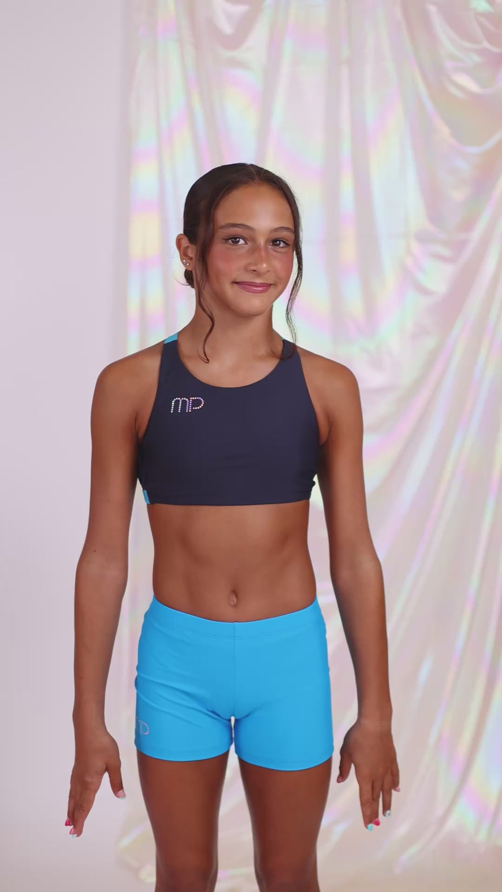 Dusky Black and Blue Cross Back Top