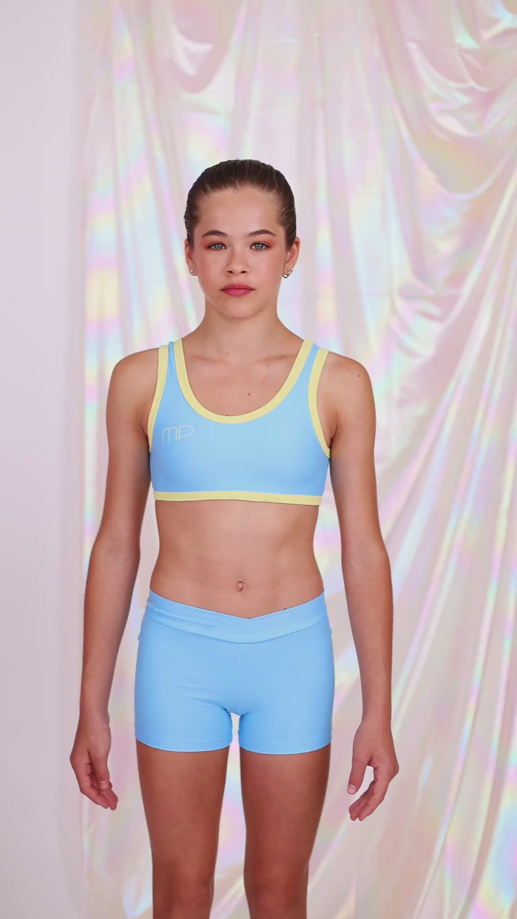 Baby Blue and Yellow Trim Top